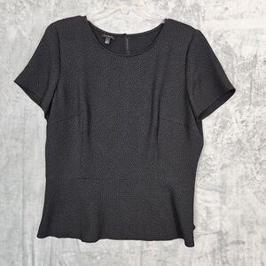 Talbots Women's Sz 12 Textured Pullover Blouse Side Zip black polyester blend